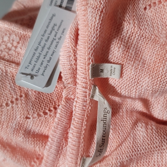 SOFT SURROUNDINGS CASUAL FALL LONG SLEEVE VNECK ORANGE CABLE KNIT SWEATER MEDIUM - Picture 13 of 15